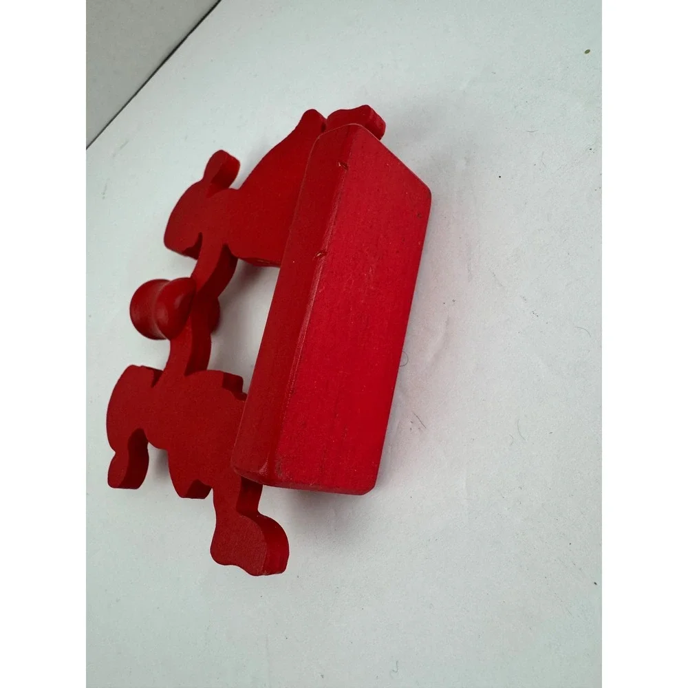 Vintage Swedish Wood Candle Holder Red Boy Girl Silhouette with Lenox Candles